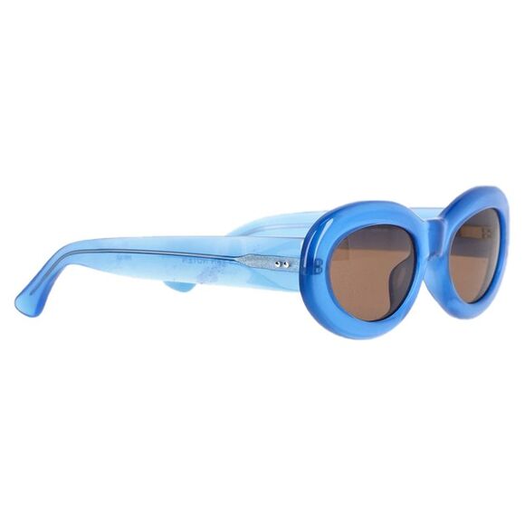 Dries Van Noten x Linda Farrow Oval Sunglasses in Light Blue Acetate - Picture 3 of 8